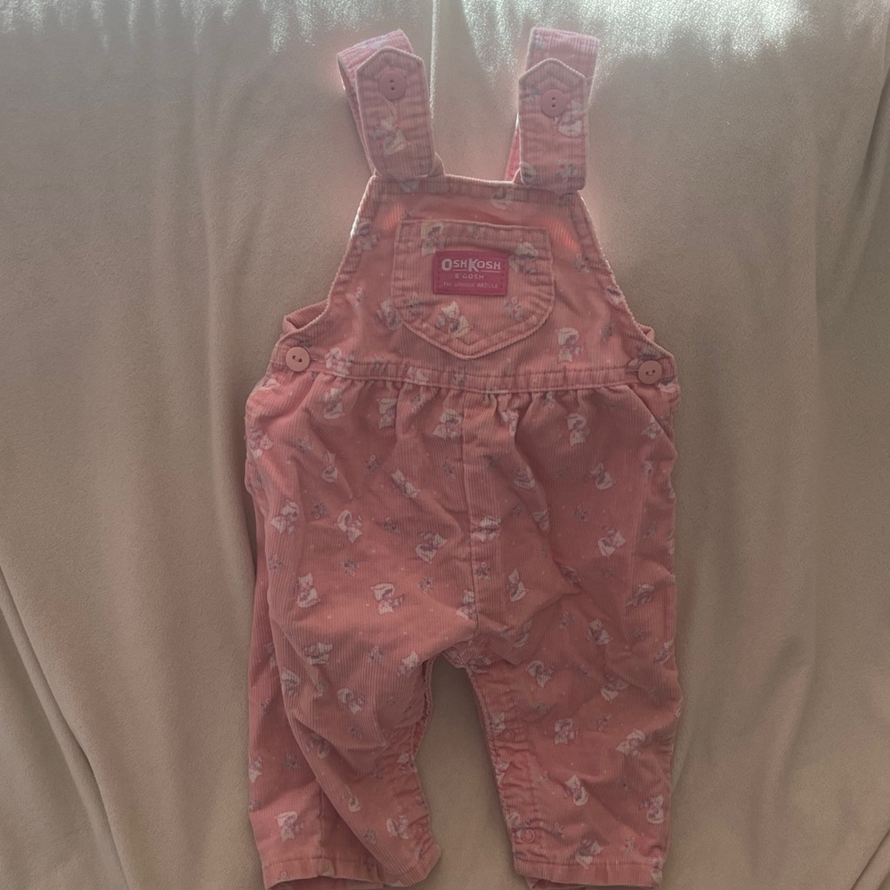 Vintage OshKosh B'gosh Kids Corduroy Overalls in Soft Pink